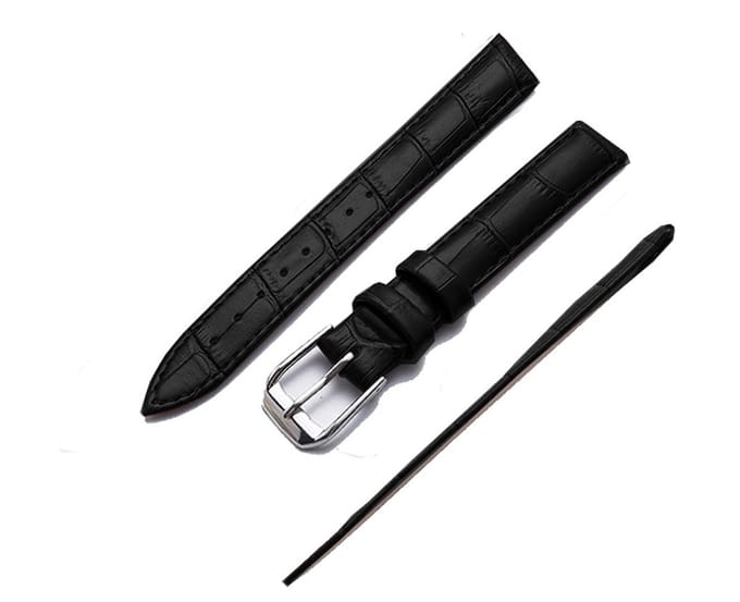 Leder Horlogebandje-12 mm-Zwart-Croco Print