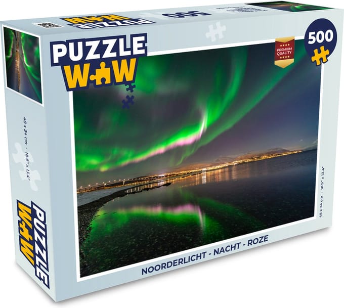 Puzzel Noorderlicht - Nacht - Roze - Legpuzzel - Puzzel 500 stukjes