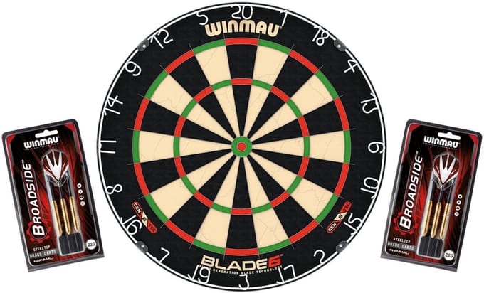Winmau Original Blade 6 Dartbord inclusief 2 stalen dartsets