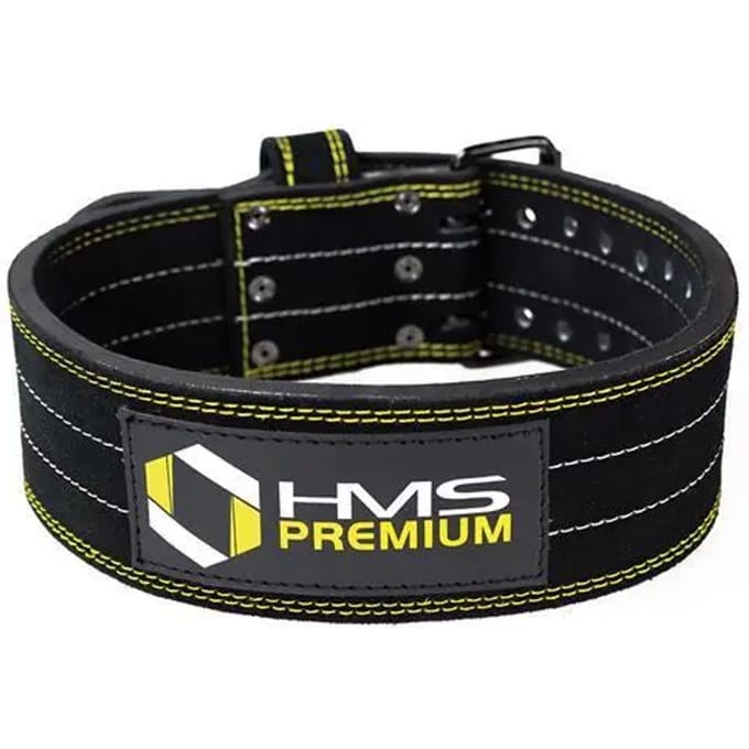 HMS Premium PA3558 - Krachttrainingsgordel - Zwart - 3 Laagse Leren Constructie - Ergonomisch