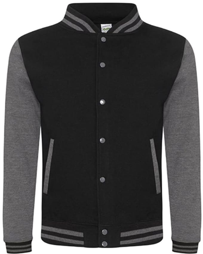Just Hoods - Varsity Jacket - Jet Black/Charcoal (Heather) maat M