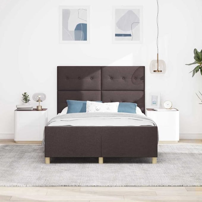 vidaXL - Bedframe - met - hoofdeinde - Donkerbruin - 140 - x - 200 - cm - Stof