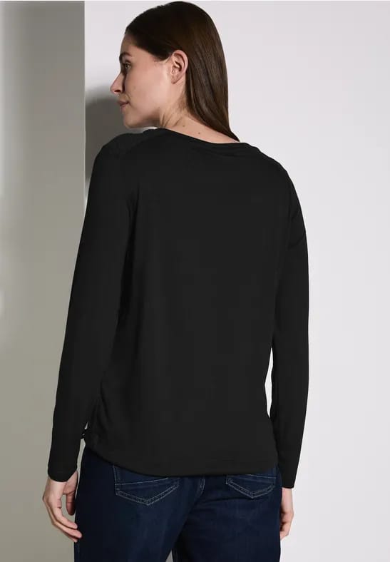 Materiaalmix shirt met lange mouwen