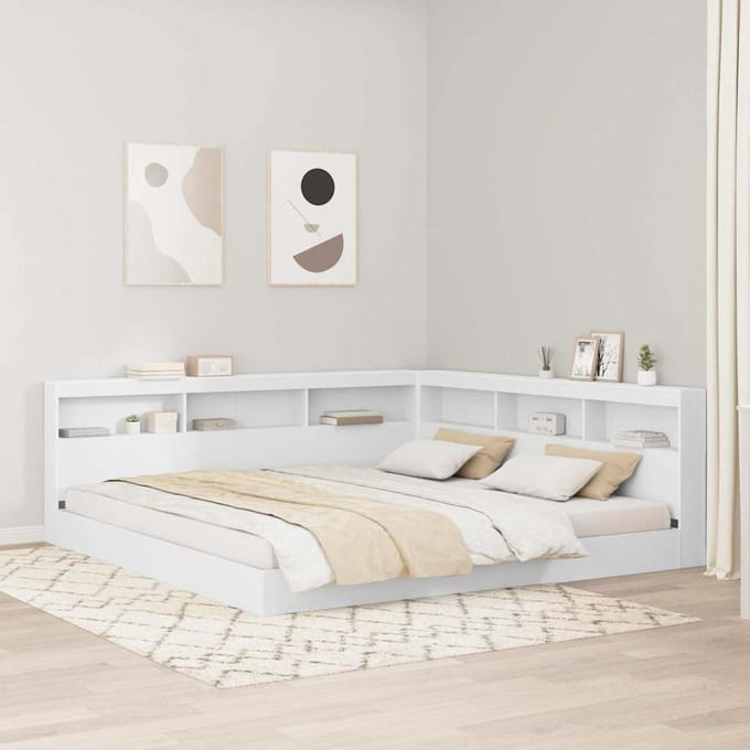 vidaXL - Opberghoofdbord - Wit - Bewerkt - hout