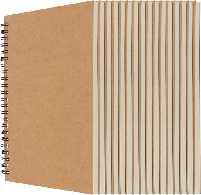 Schetsboek A5 Blanco - 16 Stuks - Spiraalgebonden Tekenblok met Kraft Kaft