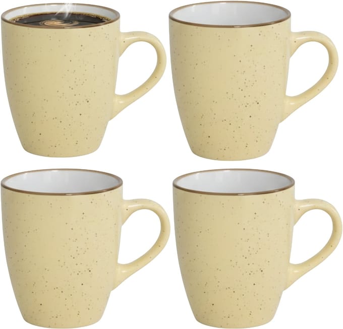 Gerimport Koffie / thee mok Sweets - 4x stuks - geel - 350 ml - keramiek
