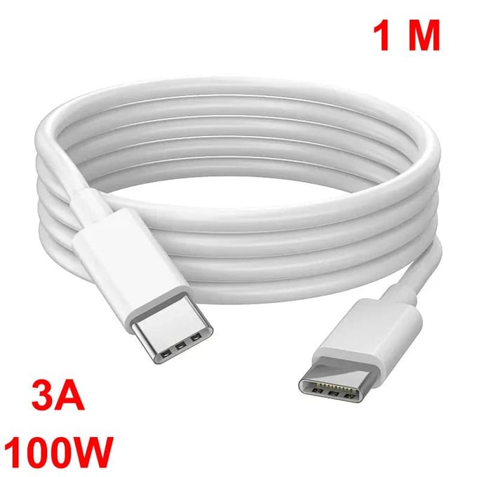 100W USB Type C naar USB C-kabel USB-C PD QC 4.0 snellaadkabel voor iPhone 15 Samsung Xiaomi Type-C USBC-kabel white