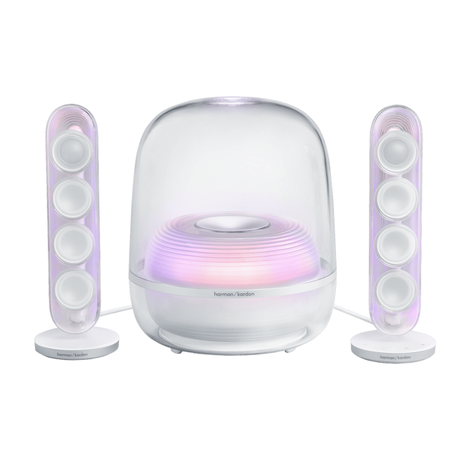 Harman Kardon SoundSticks 5 - 2.1 Design Speaker Set met Subwoofer - Bluetooth Luidsprekersysteem - Transparante Dome - Desktop & Home Audio - Wit