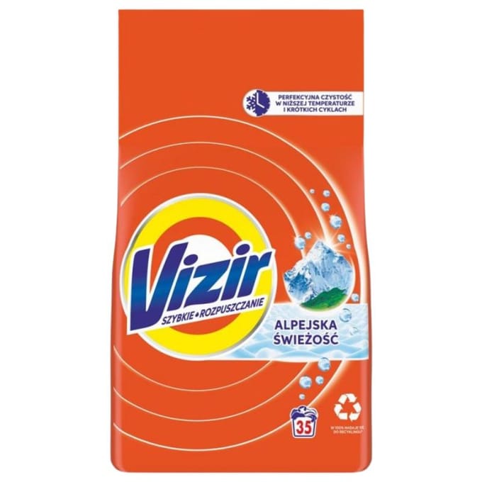 Vizir Alpine Freshness Wasmiddel voor Witte en Lichte Stoffen 1925g (35 Wassen)
