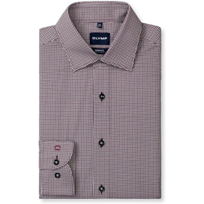 OLYMP Luxor 24/Seven Overhemd, Modern Fit, New Kent, Bordeauxrood