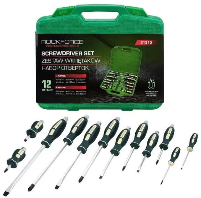 Rockforce - Schroevendraaier Set - 12-delig - Magnetische Punt - Ergonomische Handgreep