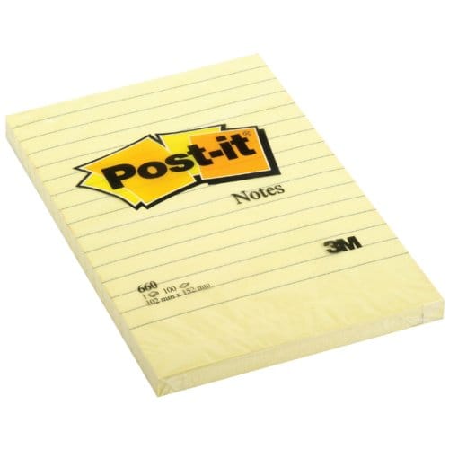 Post-it® Notes Canary Yellow™ - Gelijnd - 102 x 152 mm - 100 Blaadjes