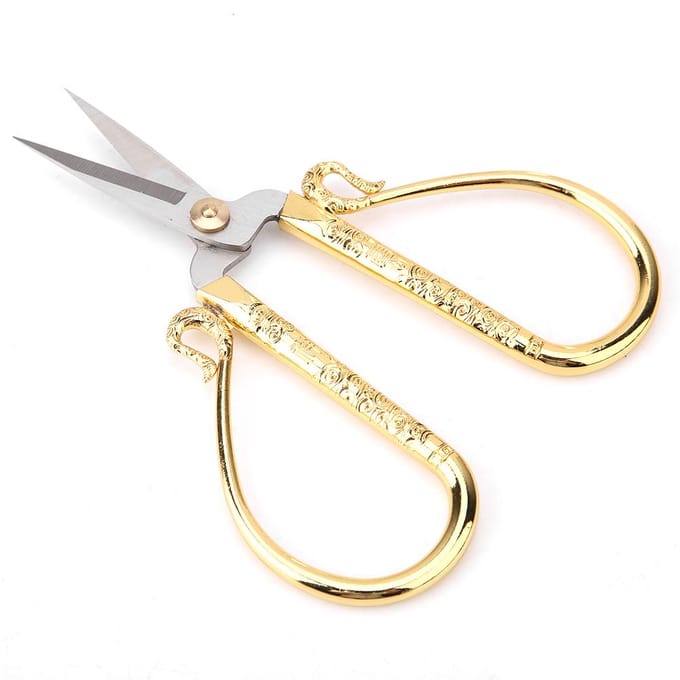 Roestvrijstalen Kruissteek Schaar Vintage Naaischaar Borduurwerkgereedschap (Goud) beige