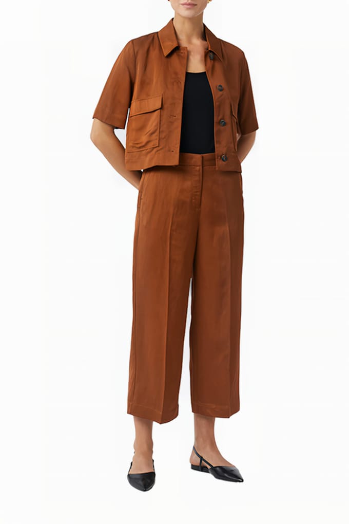 Glanzende linnen en viscose culotte stijl broek voor dames COMMA