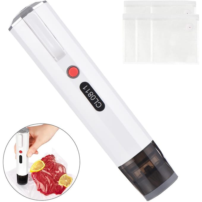 Handheld Vacuum Sealer Machine Draagbare USB Opladen Draadloze 2-in-1 Handmatige Handheld Vacuümpomp wit