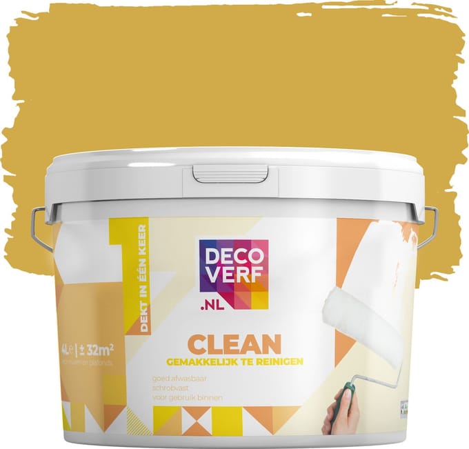 Decoverf clean muurverf mosterdgeel, 4L