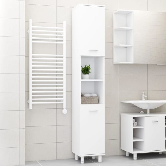 vidaXL - Badkamerkast - 30x30x179 - cm - spaanplaat - wit
