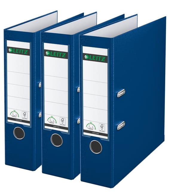Leitz 180° Ordner PP A4 - Rugbreedte van 80mm - Voordeelverpakking (3 stuks) - Blauw