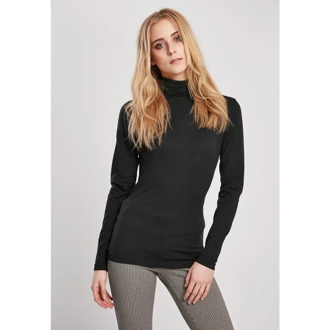 Urban Classics Basic Turtleneck Longsleeve Dames Sweatshirts - zwart - M