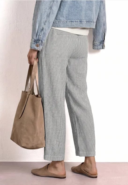7/8 Wide Legs broek in een Loose Fit van linnen