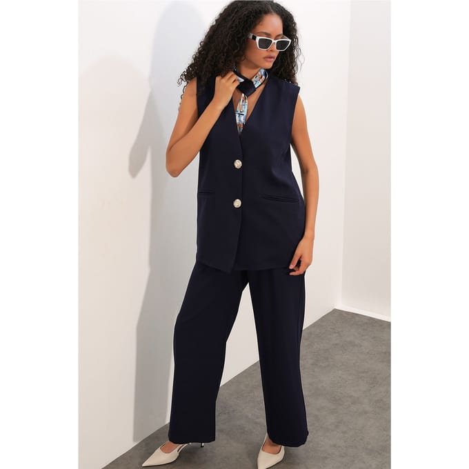 Lange V-hals Geknoopte Slimfit Wayecoat