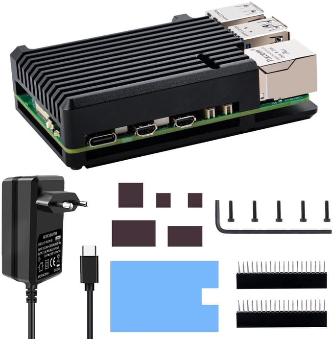 Dailygoody - Raspberry Pi 5 - Aluminium Behuizing - Passieve Koeling - USB-C Voeding - Netwerk - Geschikt voor Raspberry Pi 5 4 GB/8 GB