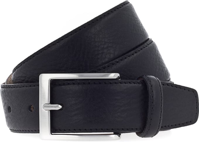 Vanzetti Leren Riem Dresscode: Business 35mm Cambered Full Leather Belt W95 Black Zwart