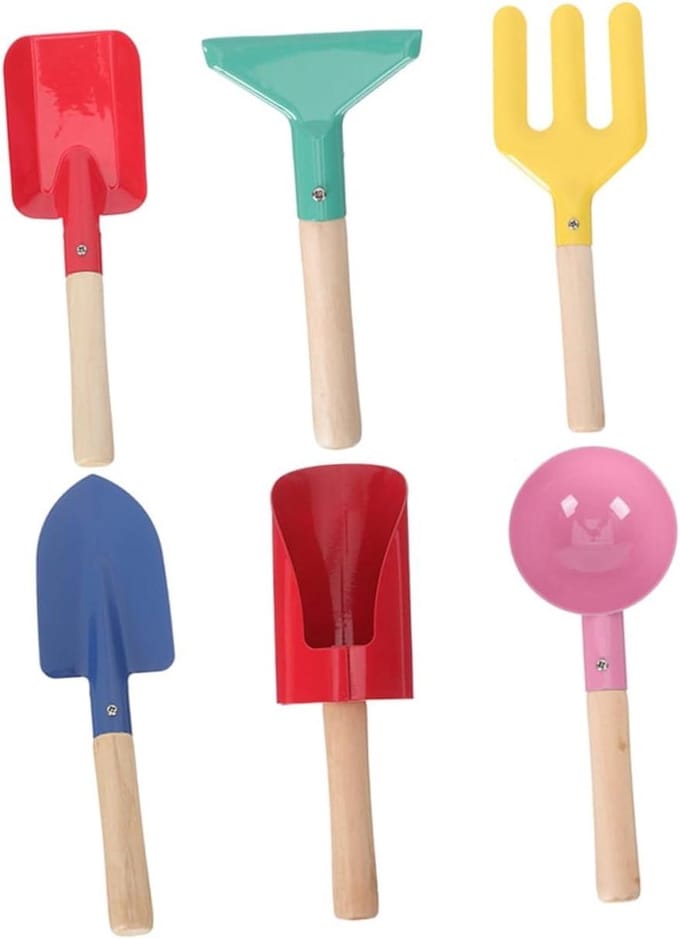 Tuingereedschap Kinderen - Strandschep Zandschep - Buiten Spelen - Hout Metaal Combinatie - 21 cm - Diverse Kleuren