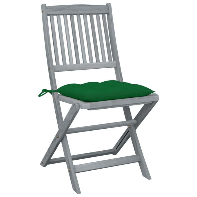 vidaXL - Opklapbare - stoelen - (6 - stuks) - met - kussens, - gemaakt - van - massief - acaciahout