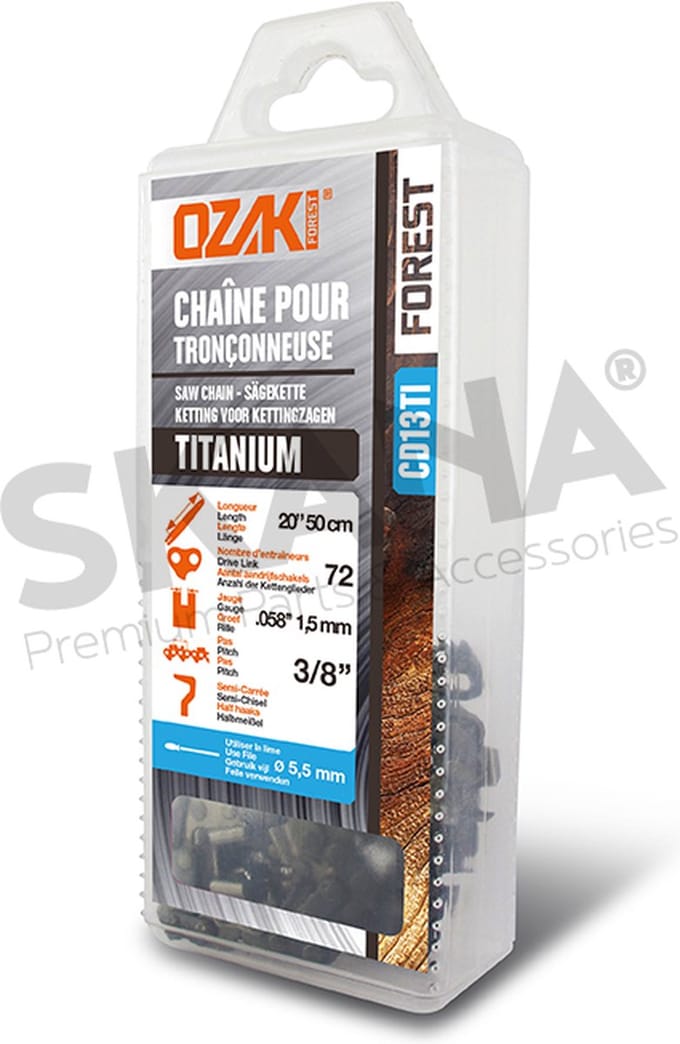 Zaagketting OZAKI halfhaaks, 3/8" .058 (1,5mm) titanium inductie - 72 schakels.
