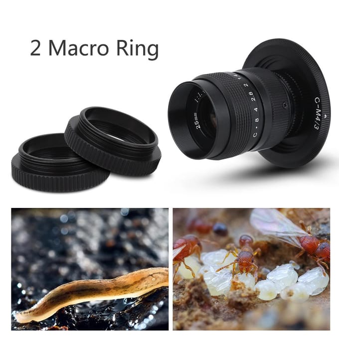 25mm f 1.4 Lens   C M43 Adapter   Macro Ring voor Olympus EPL5 EPM3 EPL7 OM-D black