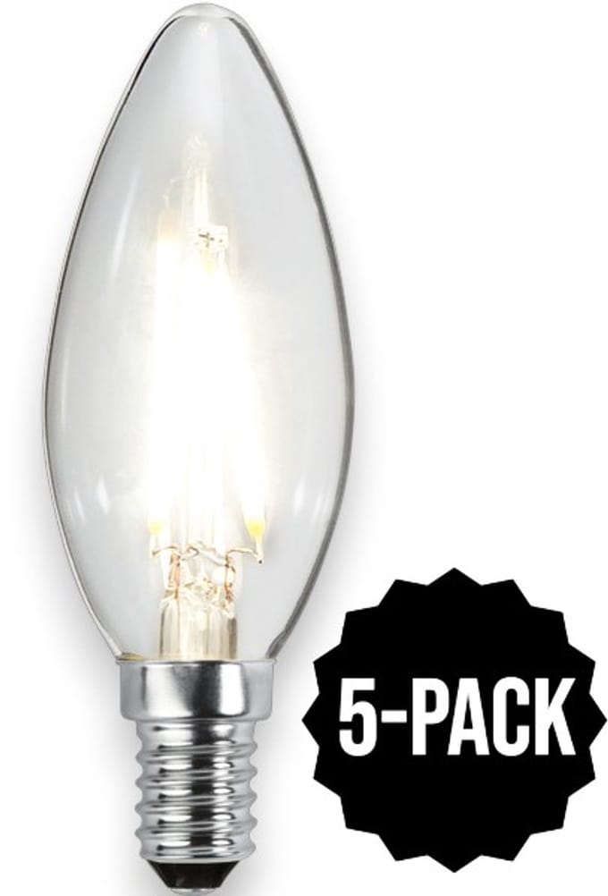 5-Pack | Kaarslamp - E14 - 2.3W - Koel Wit - 4000K - Filament - Helder