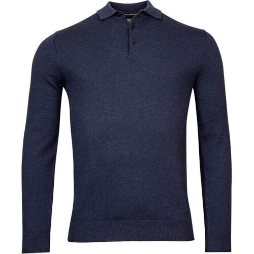 Baileys Trui Cotton Cashmere Pullover Polo Collar Buttons Single Knit Dark Blue / male