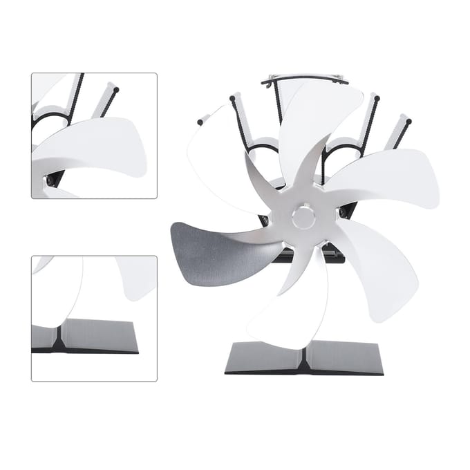 Verticale Kachelventilator 6 Bladen Thermische Ventilator Warmte-aangedreven Snelle Warme Circulatie Handvat Ontwerp Kookplaat goud