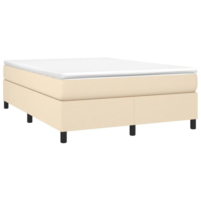 vidaXL - Boxspring - bed - stof - crèmekleurig - 140x190 - cm