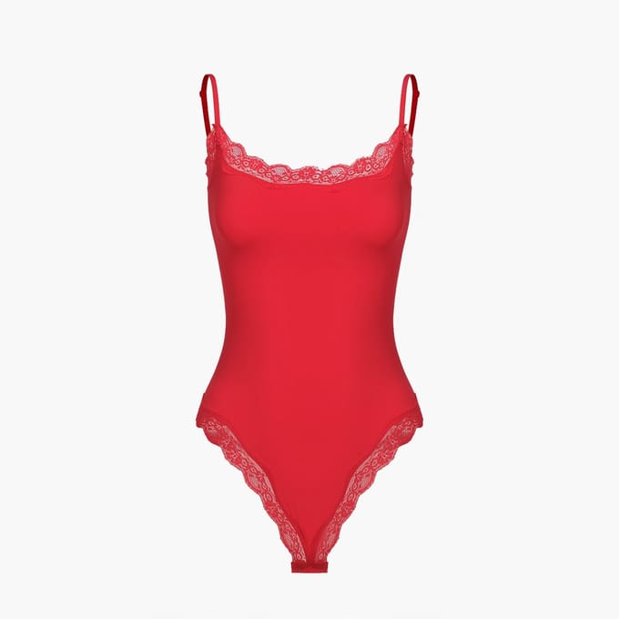 cfab - Bodysuit met strikjes en kant - Wit XL - Corrigerende Body - Naadlos - corrigerend ondergoed dames