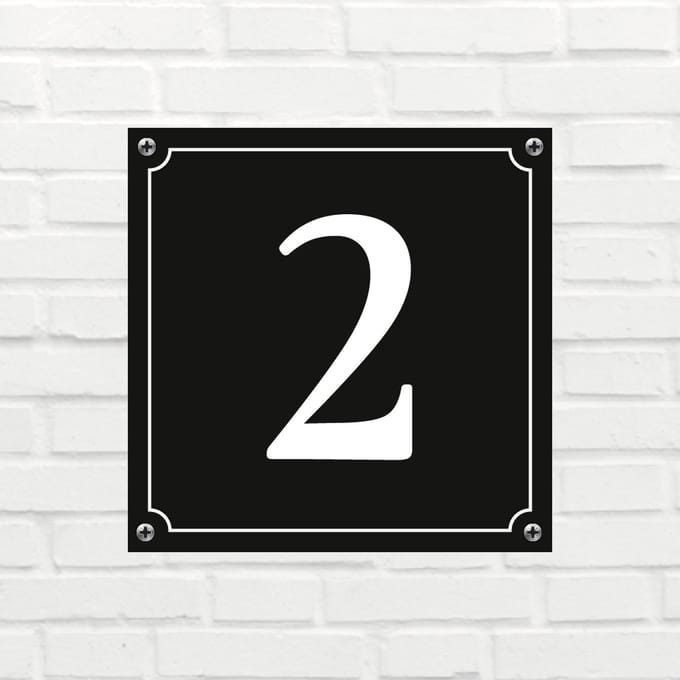 Huisnummerbord Mat zwart Deluxe - Nummer 2 - incl. bevestiging