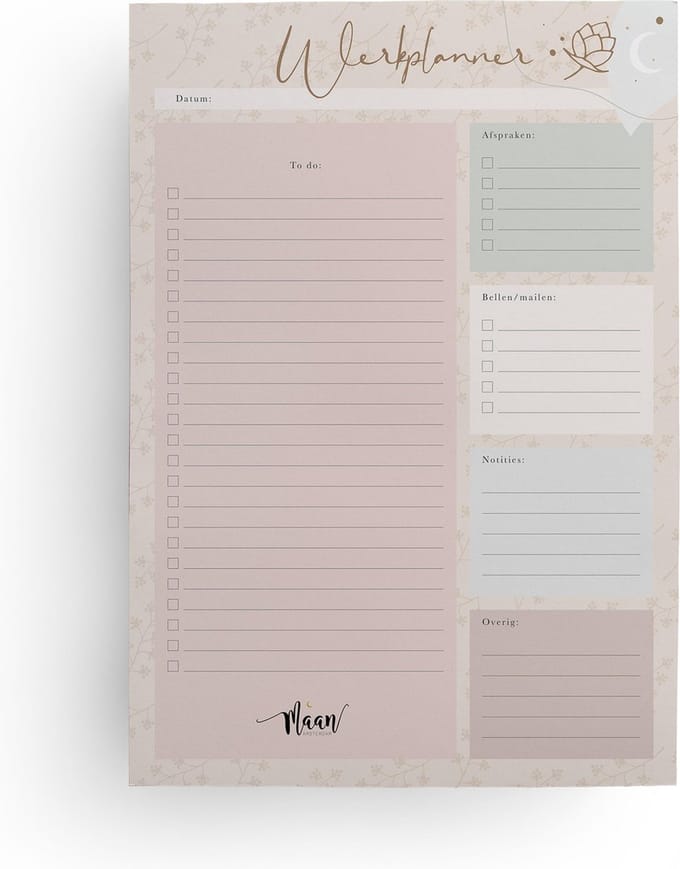 Maan Amsterdam Werkplanner - To do notitieblok - A4 - 50 vel