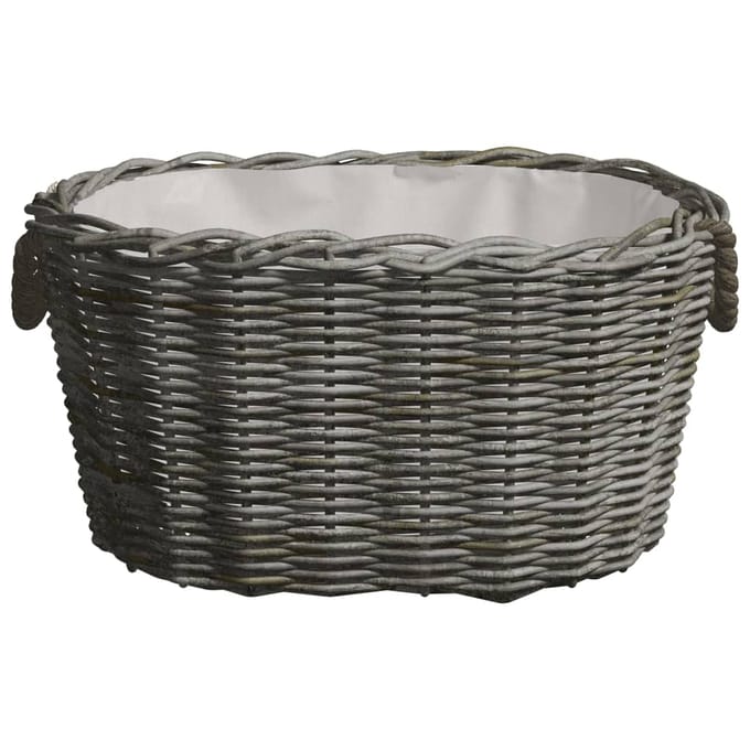 vidaXL - Houtmand - met - handvatten - 59x42x28 - cm - wilgenhout - grijs