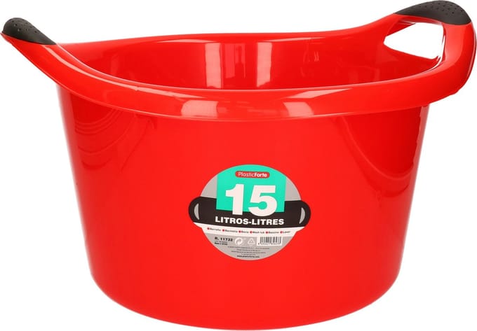 Plastic Forte Afwasbak - 15L - rood - 42 x 40 x 25 cm - met handvatten - teiltje