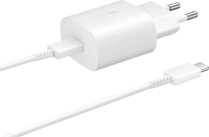 Samsung Fast Charge 25W Power Adapter 220V Lader - incl. USB-C naar USB-C Kabel - Wit