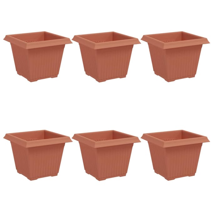 vidaXL - Vierkante - Bloempot - 6 - st - Baksteenrood - 33 - x - 33 - x - 26 - cm - Kunststof