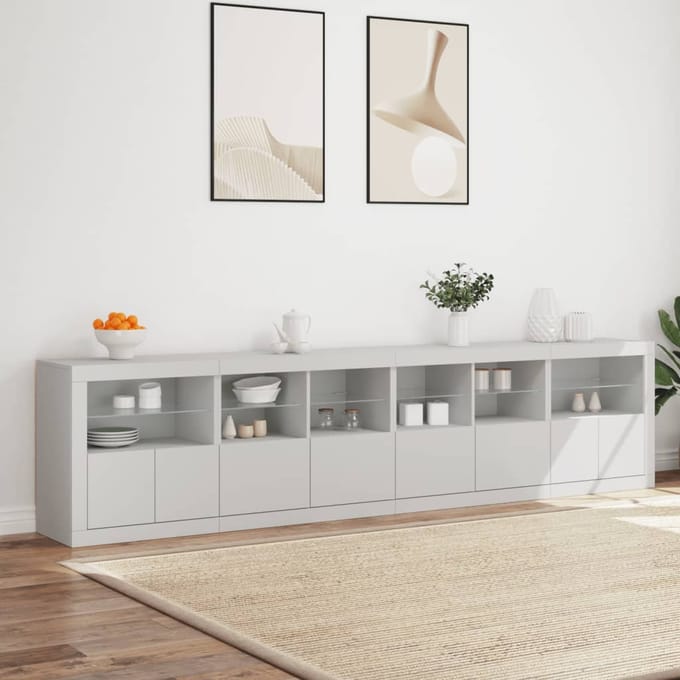vidaXL - Dressoir - met - LED-verlichting - 283x37x67 - cm - wit
