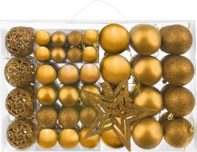 Ruhhy Kerstboomballen Set van 100 stuks - Incl. Ster - Goud