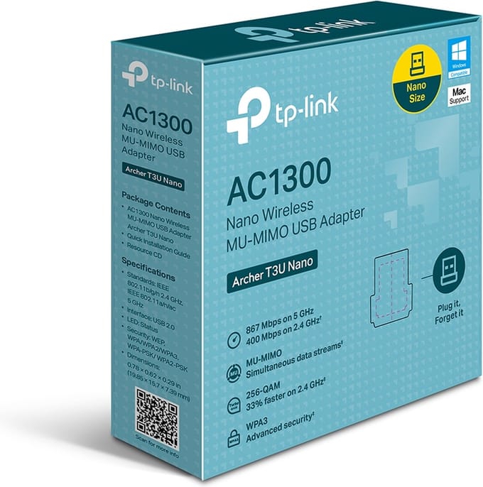 TP-Link Archer T3U Nano AC1300 Nano Draadloos MU-MIMO USB adapter