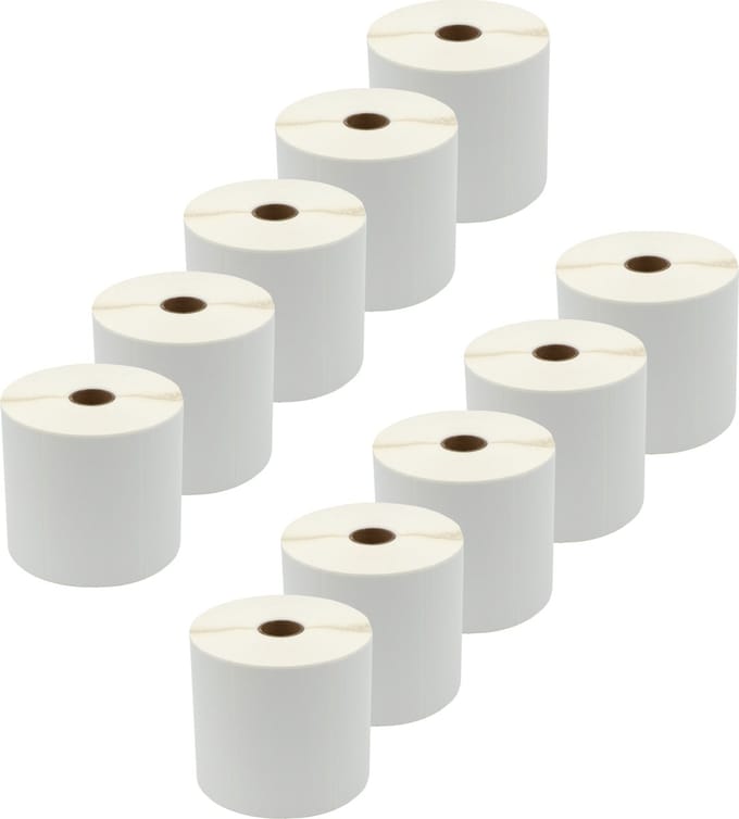 DULA Compatible Zebra Labels 100x60mm - 1250 etiketten per rol - kern 25mm - Wit - Permanent - 10 rollen