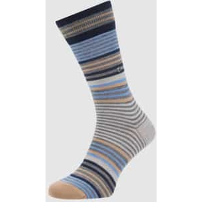 Burlington Stripe gedessineerd wol sokken heren grijs - maat 46-50