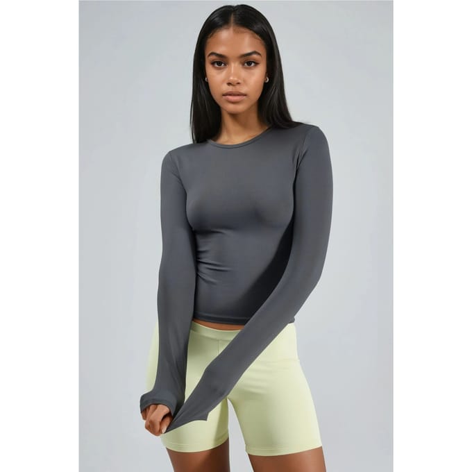 Slim Fit Crew Neck Lange Mouw Blouse