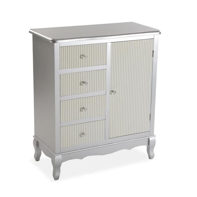 Chiffonnier - VERSA - Siena - 70x33x81,5 cm - MDF mélaminé - Argent et blanc blanc