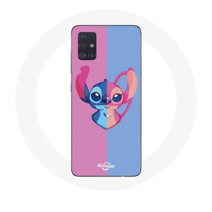 Hoesje voor Samsung Galaxy A71 Stitch en engel blauw roze